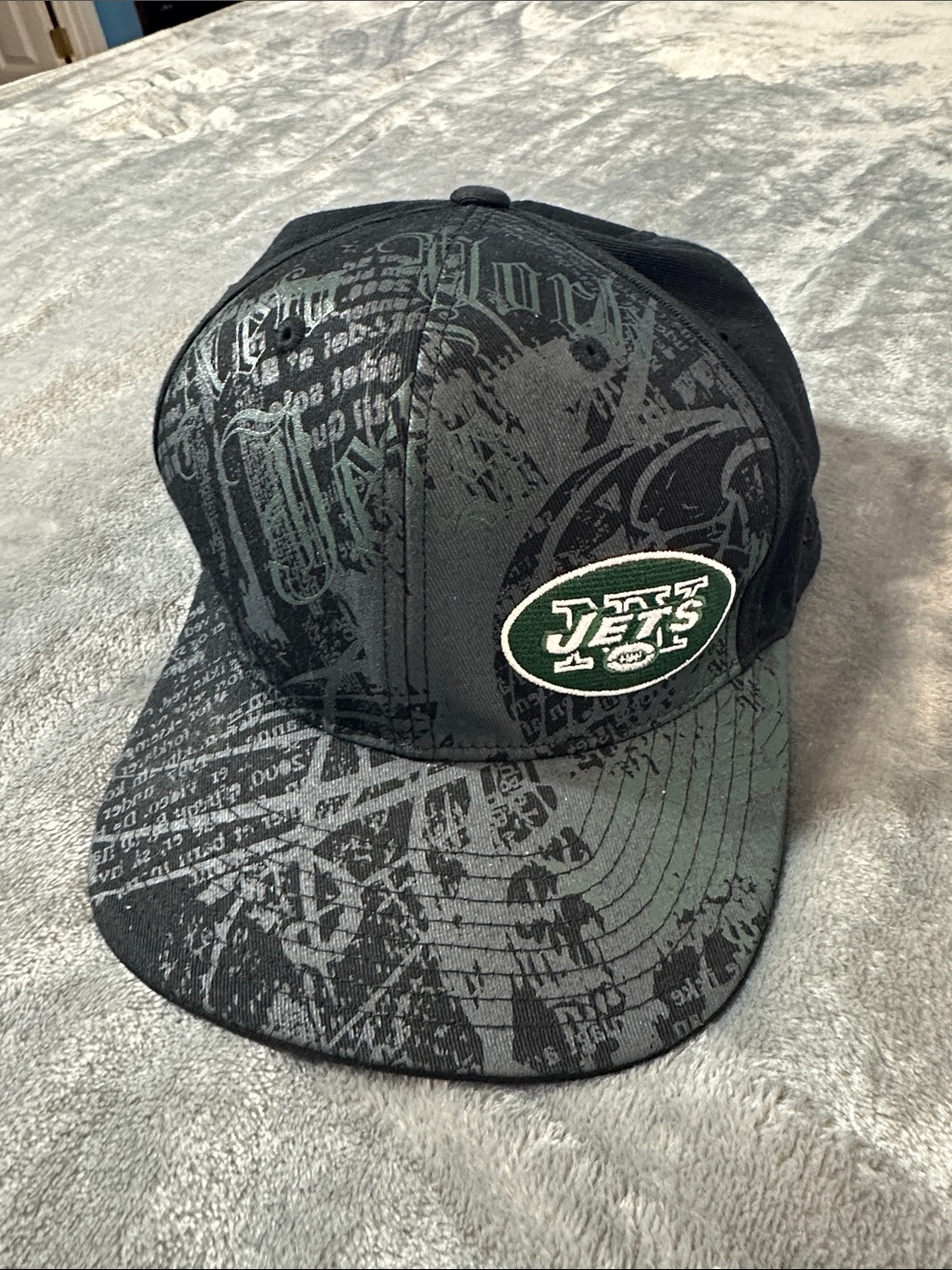 NWOT Reebok Black & Dark Green New York Jets Graphic Snapback Hat Sz L/XL